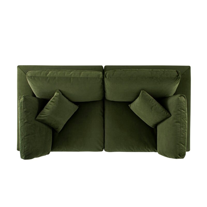 Lutyens Moss Green Velvet Modular Sofa, 2-Piece - Image 5