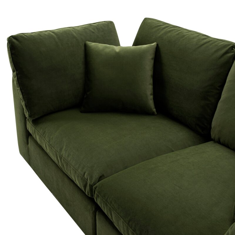 Lutyens Moss Green Velvet Modular Sofa, 2-Piece - Image 8