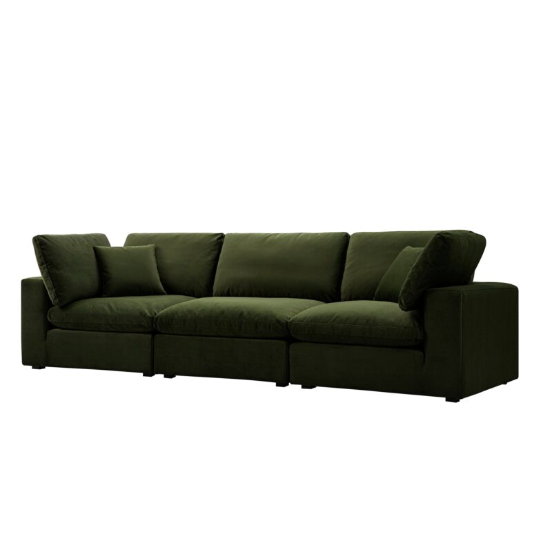 Lutyens Moss Green Velvet Modular Sofa, 3-Piece - Image 2