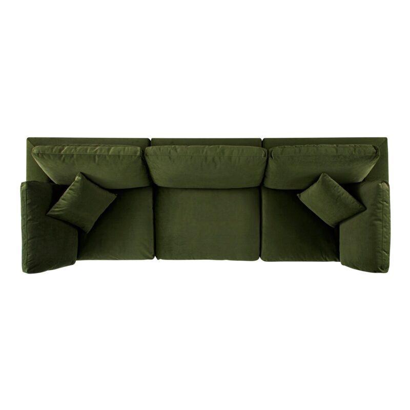 Lutyens Moss Green Velvet Modular Sofa, 3-Piece - Image 5