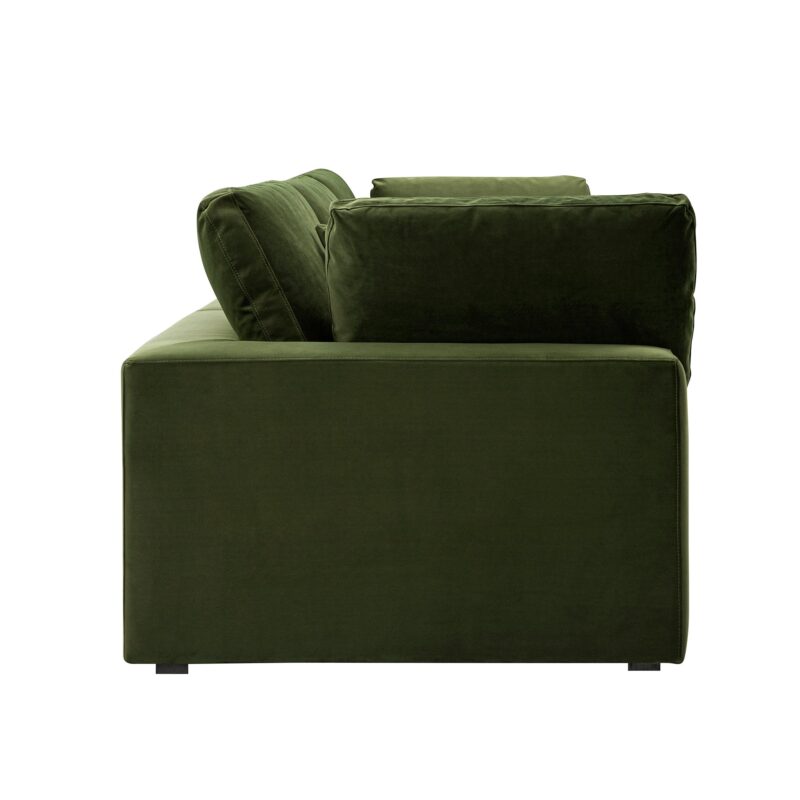 Lutyens Moss Green Velvet Modular Sofa, 3-Piece - Image 6