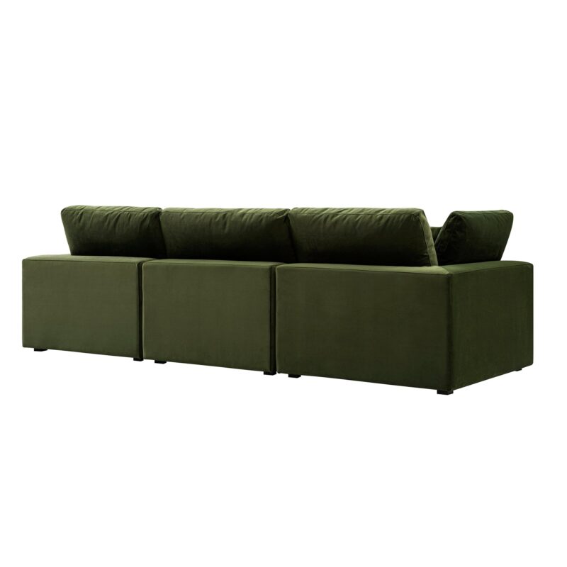 Lutyens Moss Green Velvet Modular Sofa, 3-Piece - Image 7