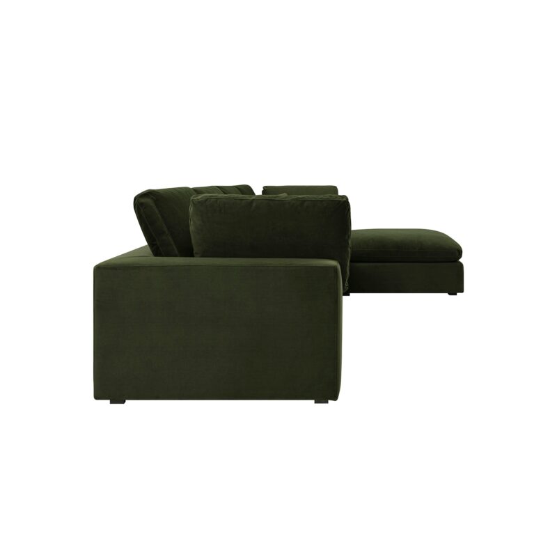 Lutyens Moss Green Velvet Modular Sofa, 4-Piece Chaise - Image 6
