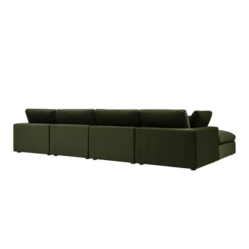 Lutyens Moss Green Velvet Modular Sofa, 4-Piece Chaise - Image 7