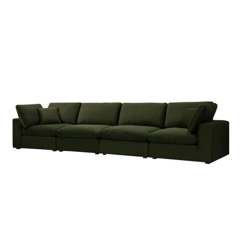 Lutyens Moss Green Velvet Modular Sofa, 4-Piece - Image 2