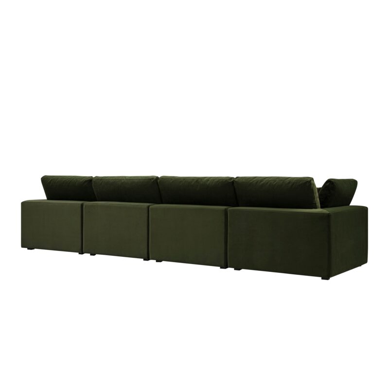 Lutyens Moss Green Velvet Modular Sofa, 4-Piece - Image 5