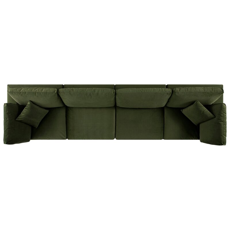 Lutyens Moss Green Velvet Modular Sofa, 4-Piece - Image 6