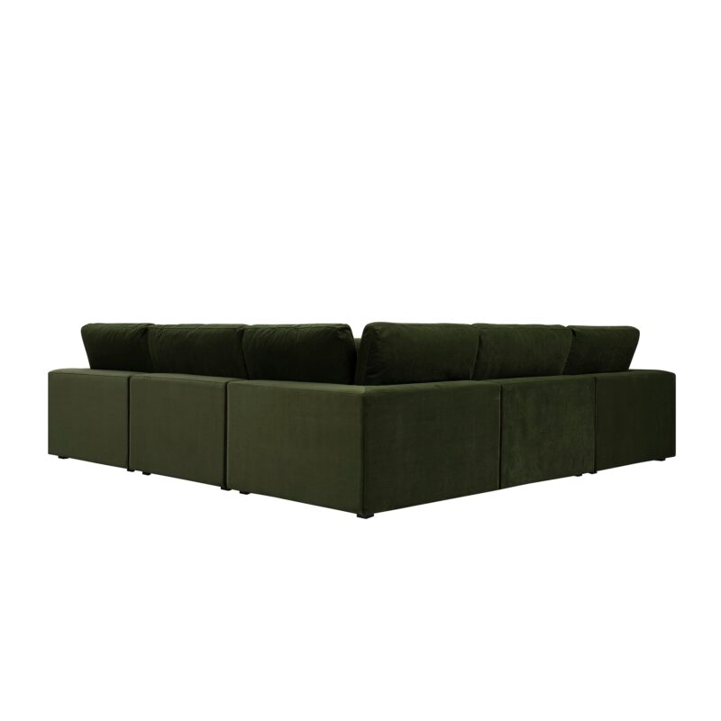 Lutyens Moss Green Velvet Modular Sofa, 5-Piece Corner Set - Image 5