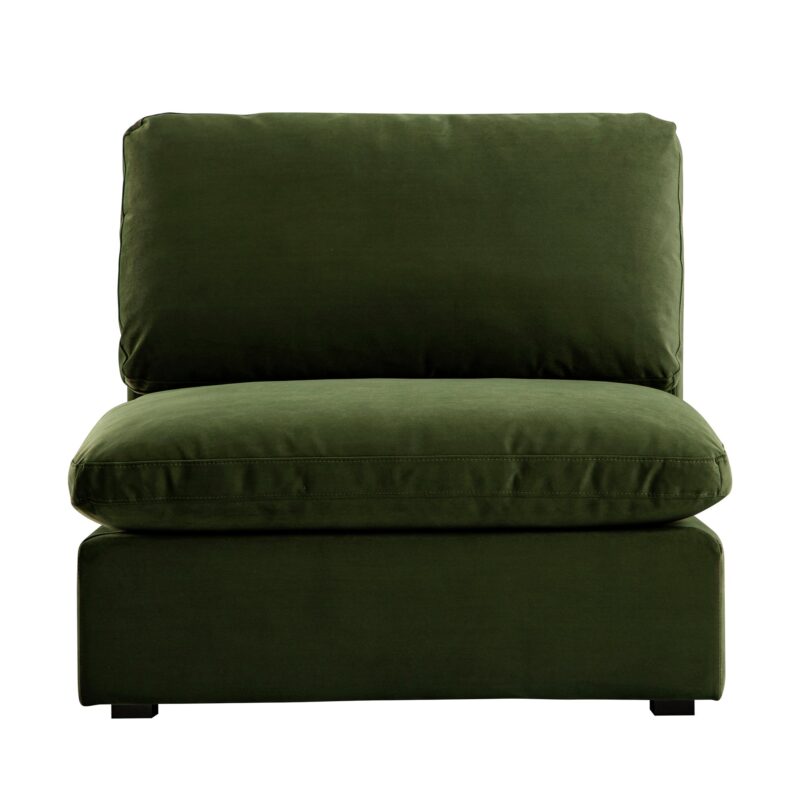 Lutyens Moss Green Velvet Modular Sofa, Armless Seat - Image 2