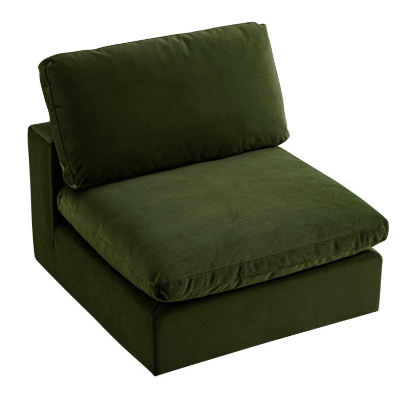 Lutyens Moss Green Velvet Modular Sofa, Armless Seat - Image 4