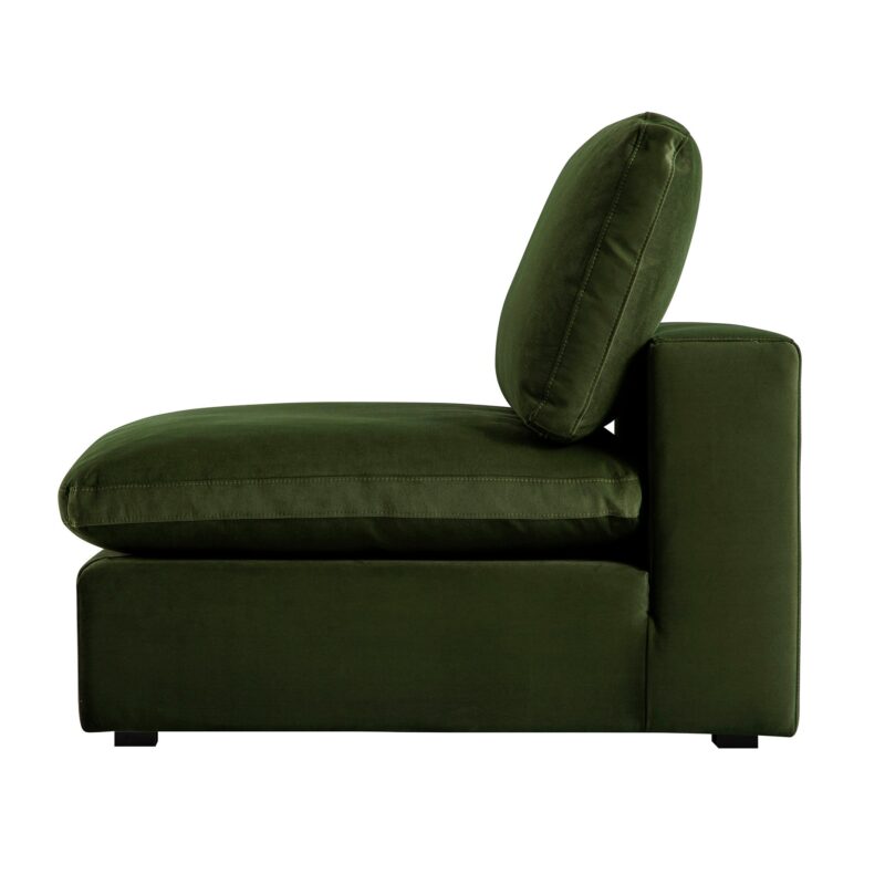 Lutyens Moss Green Velvet Modular Sofa, Armless Seat - Image 6