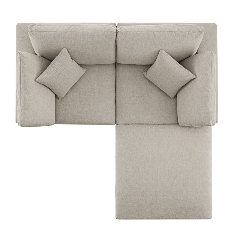 Lutyens Oatmeal Weave Fabric Modular Sofa, 2-Piece Chaise - Image 5