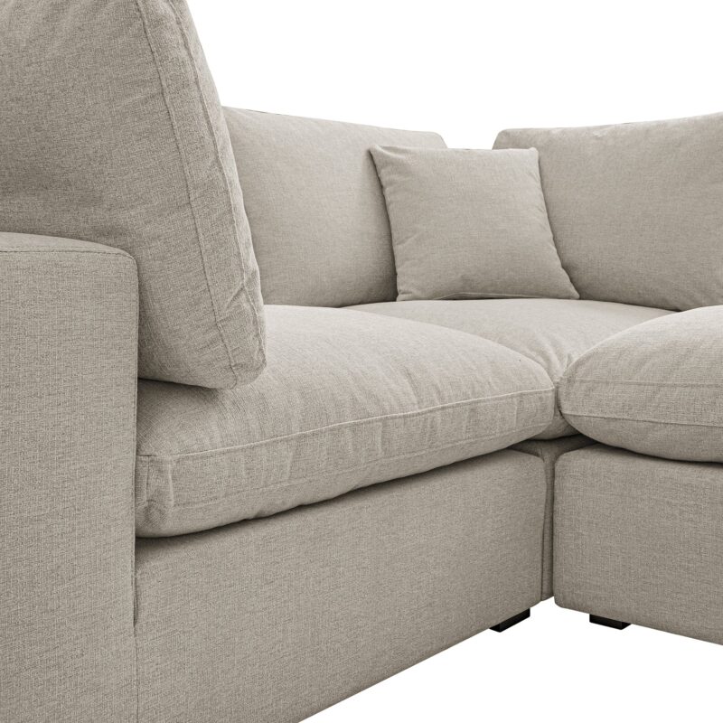 Lutyens Oatmeal Weave Fabric Modular Sofa, 2-Piece Chaise - Image 8