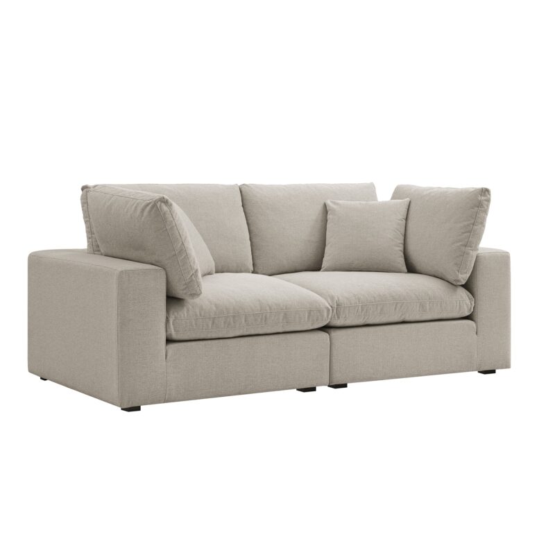 Lutyens Oatmeal Weave Fabric Modular Sofa, 2-Piece - Image 6