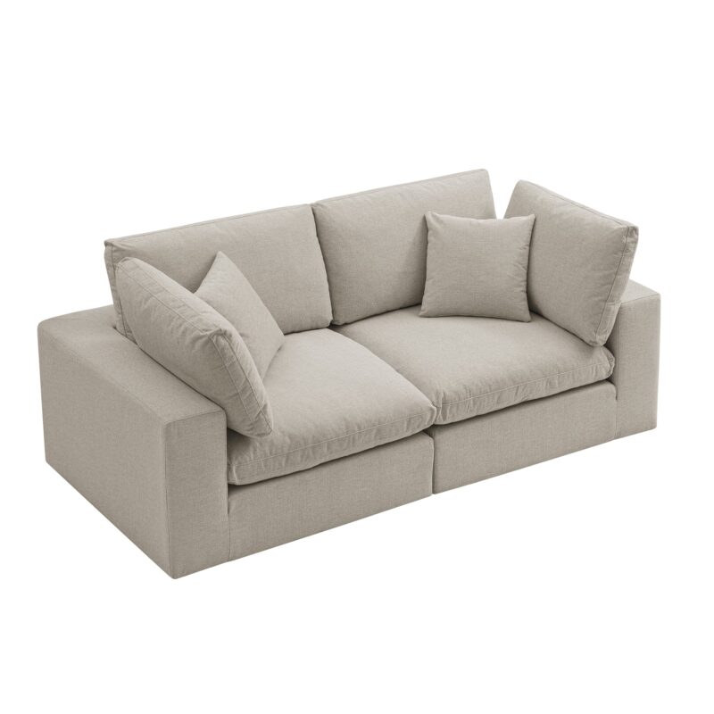 Lutyens Oatmeal Weave Fabric Modular Sofa, 2-Piece - Image 8