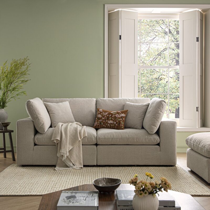 Lutyens Oatmeal Weave Fabric Modular Sofa, 2-Piece - Image 2