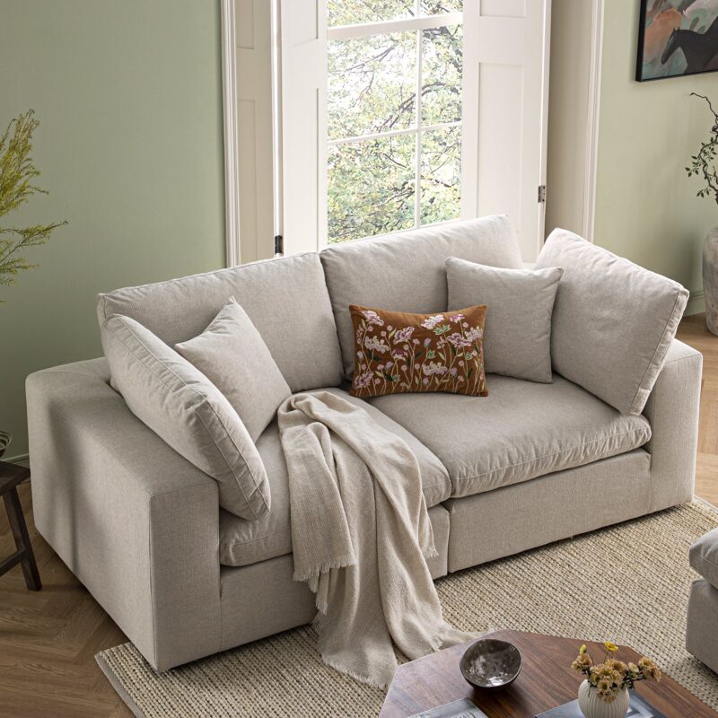 Lutyens Oatmeal Weave Fabric Modular Sofa, 2-Piece - Image 3