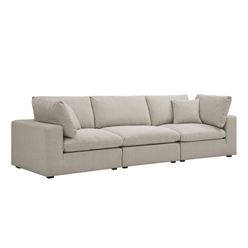 Lutyens Oatmeal Weave Fabric Modular Sofa, 3-Piece - Image 7