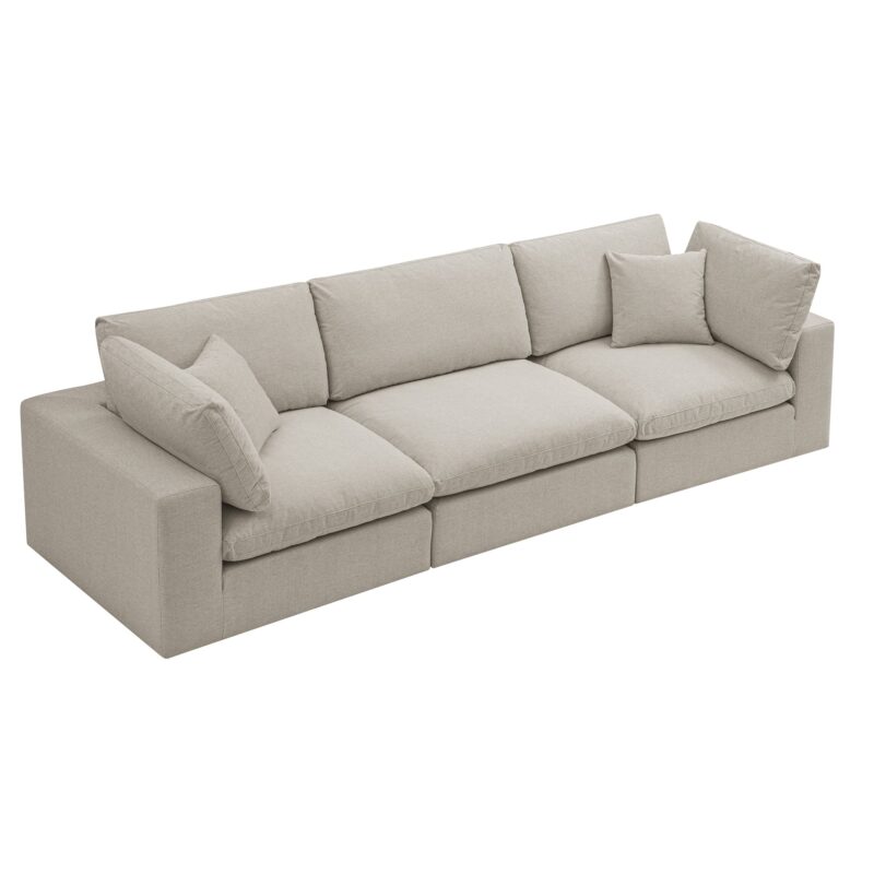 Lutyens Oatmeal Weave Fabric Modular Sofa, 3-Piece - Image 9
