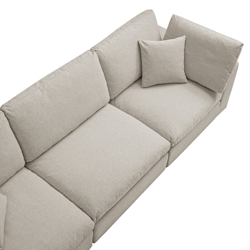 Lutyens Oatmeal Weave Fabric Modular Sofa, 3-Piece - Image 13