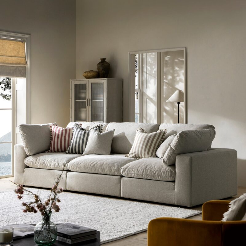 Lutyens Oatmeal Weave Fabric Modular Sofa, 3-Piece - Image 2