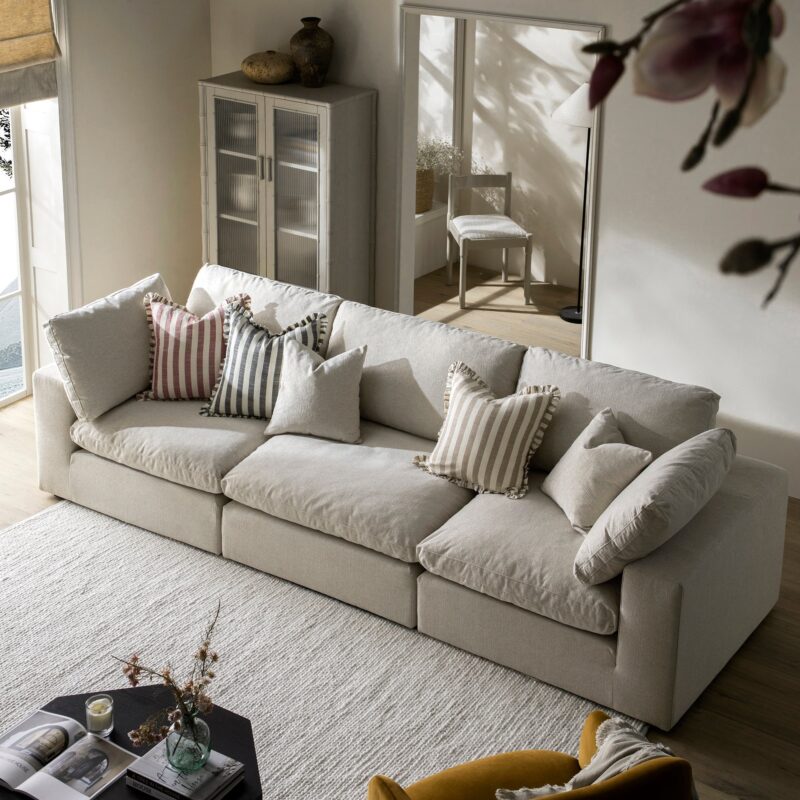 Lutyens Oatmeal Weave Fabric Modular Sofa, 3-Piece - Image 3