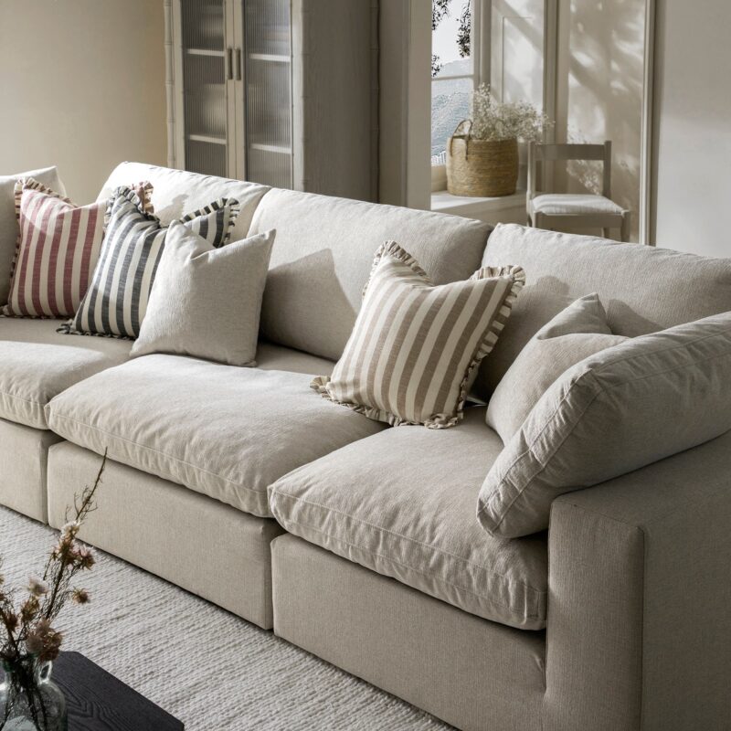 Lutyens Oatmeal Weave Fabric Modular Sofa, 3-Piece - Image 5
