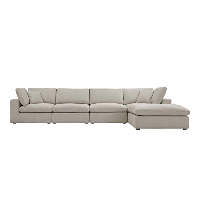 Lutyens Oatmeal Weave Fabric Modular Sofa, 4-Piece Chaise - Image 2