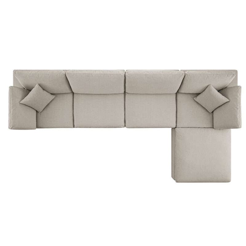 Lutyens Oatmeal Weave Fabric Modular Sofa, 4-Piece Chaise - Image 5