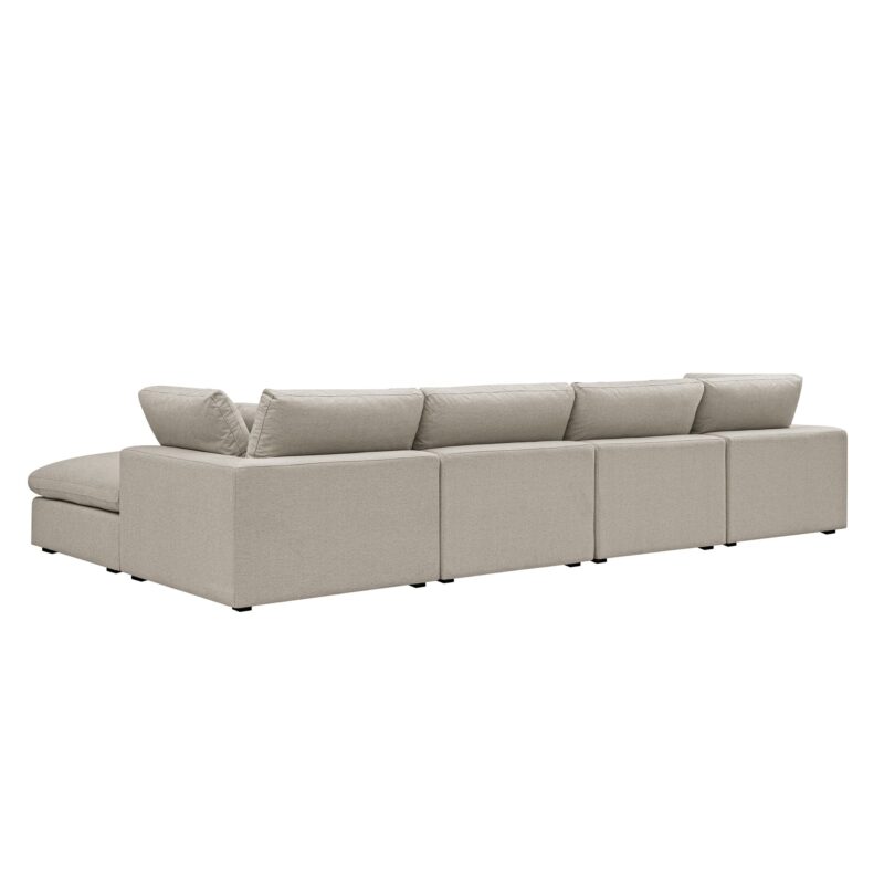Lutyens Oatmeal Weave Fabric Modular Sofa, 4-Piece Chaise - Image 7