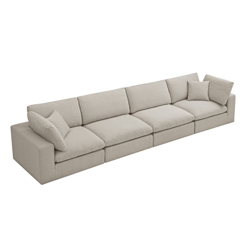 Lutyens Oatmeal Weave Fabric Modular Sofa, 4-Piece - Image 5