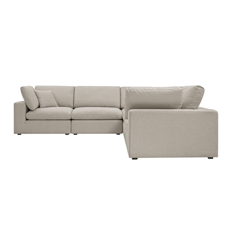 Lutyens Oatmeal Weave Fabric Blend Modular Sofa, 5-Piece Corner Set - Image 9