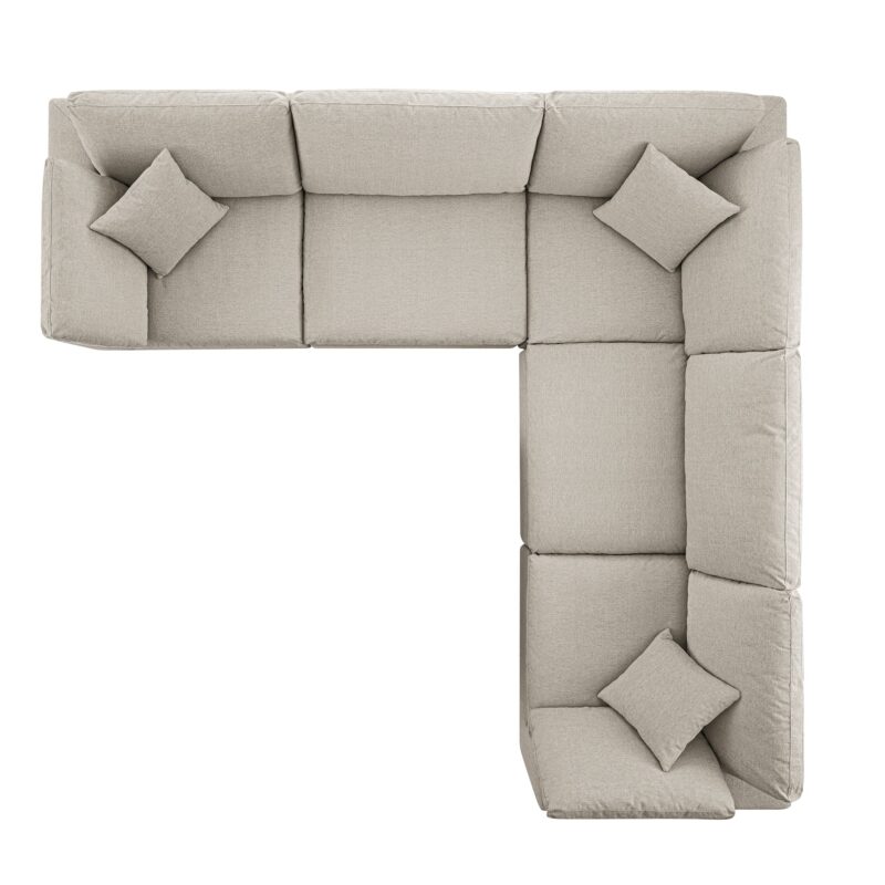 Lutyens Oatmeal Weave Fabric Blend Modular Sofa, 5-Piece Corner Set - Image 10