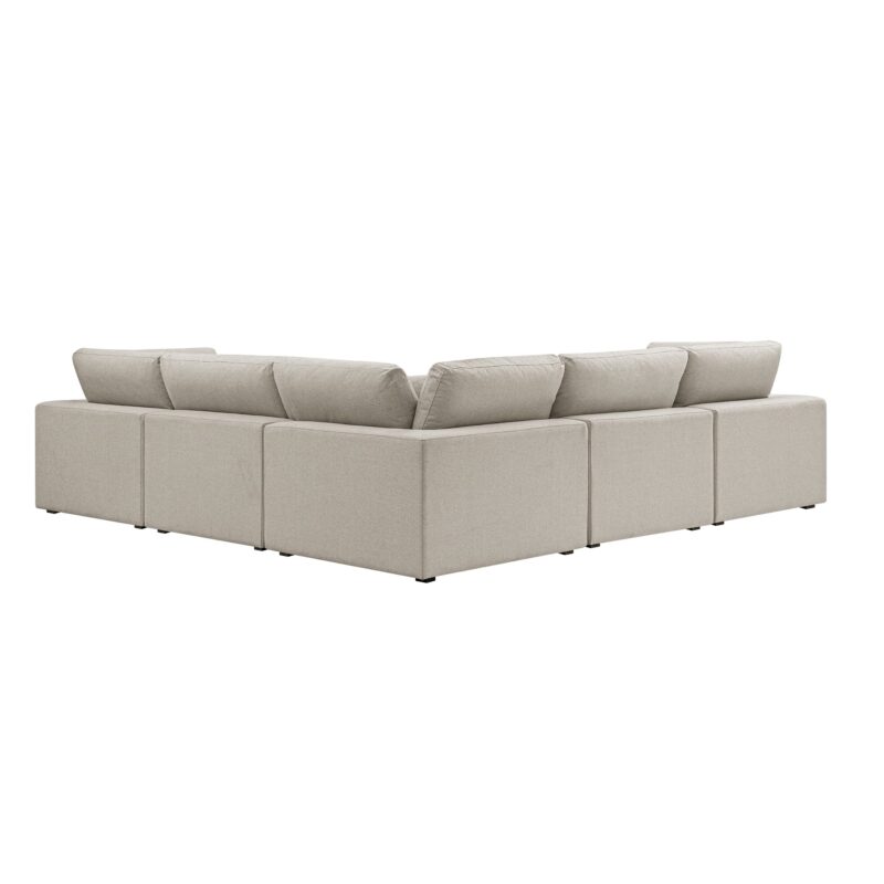 Lutyens Oatmeal Weave Fabric Blend Modular Sofa, 5-Piece Corner Set - Image 11