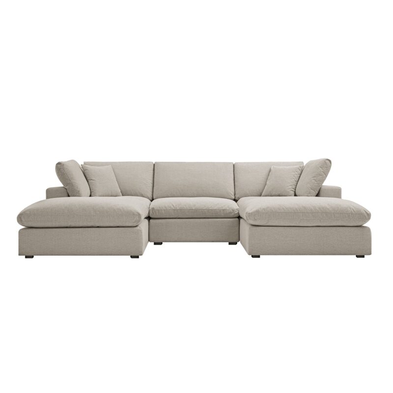 Lutyens Oatmeal Weave Fabric Modular Sofa, 5-Piece U-Shape Set - Image 2