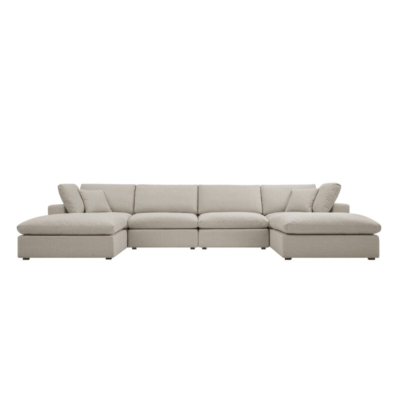 Lutyens Oatmeal Weave Fabric Modular Sofa, 6-Piece U-Shape Set - Image 2