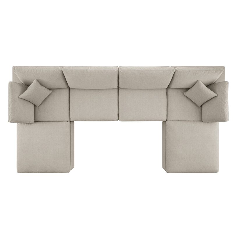 Lutyens Oatmeal Weave Fabric Modular Sofa, 6-Piece U-Shape Set - Image 5