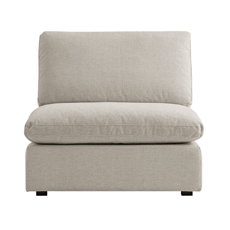 Lutyens Oatmeal Weave Fabric Modular Sofa, Armless Seat - Image 2