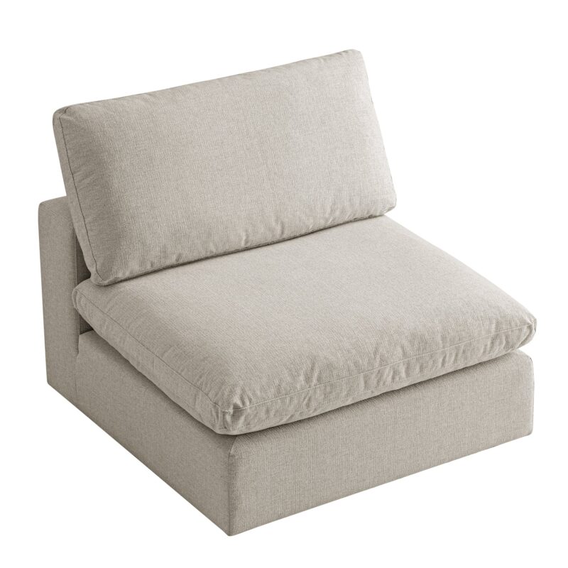 Lutyens Oatmeal Weave Fabric Modular Sofa, Armless Seat - Image 4
