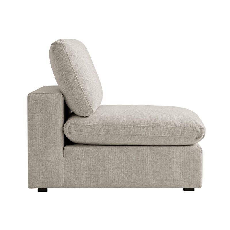 Lutyens Oatmeal Weave Fabric Modular Sofa, Armless Seat - Image 5