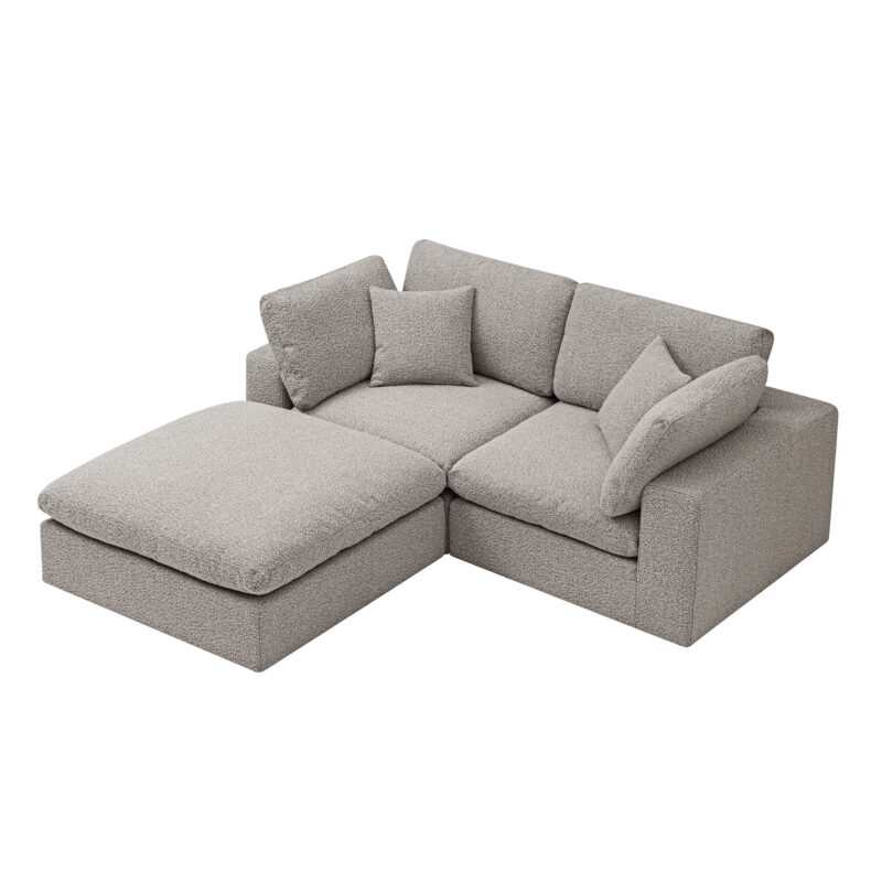 Lutyens Taupe Boucle Modular Sofa, 2-Piece Chaise - Image 9