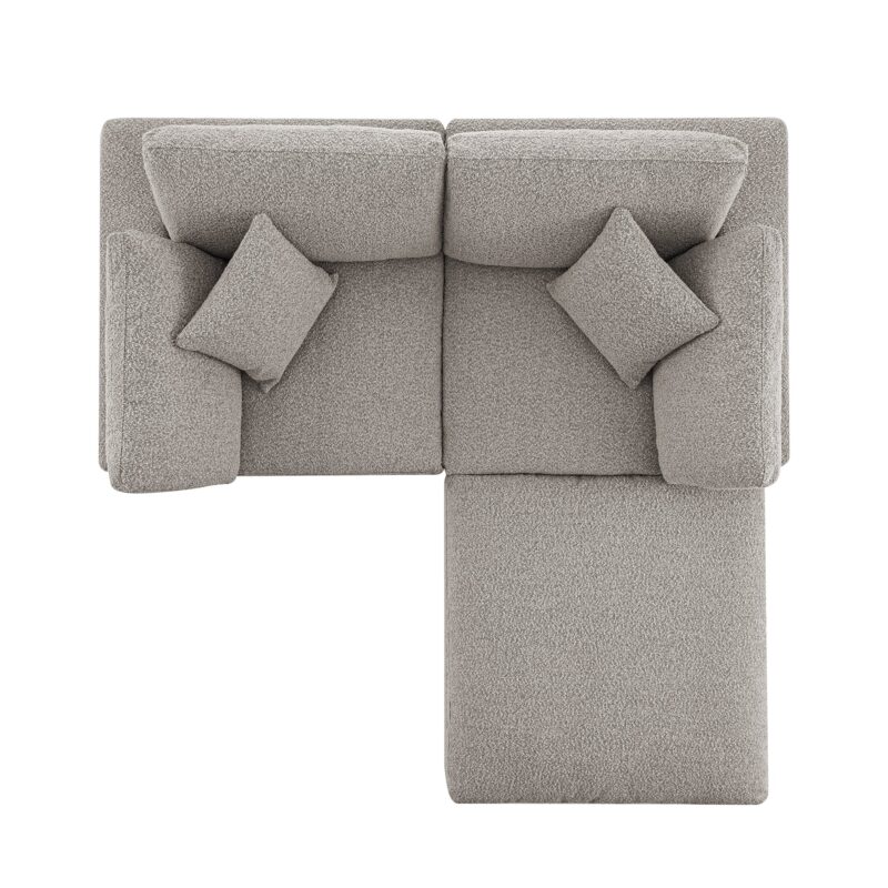 Lutyens Taupe Boucle Modular Sofa, 2-Piece Chaise - Image 11