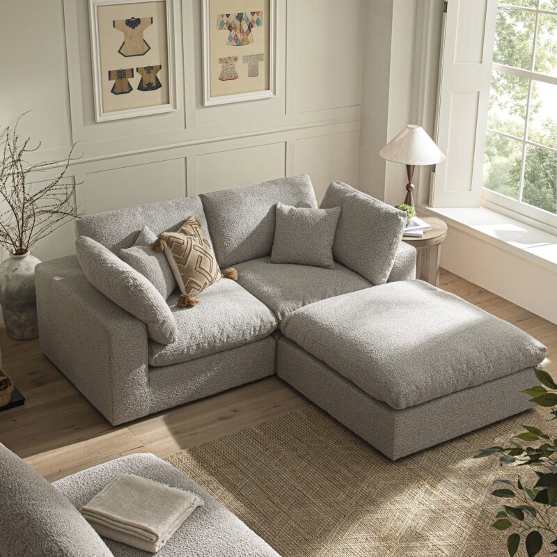 Lutyens Taupe Boucle Modular Sofa, 2-Piece Chaise - Image 3