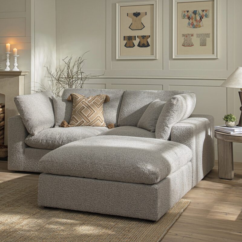 Lutyens Taupe Boucle Modular Sofa, 2-Piece Chaise - Image 4