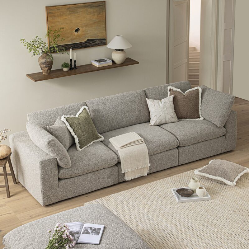 Lutyens Taupe Boucle Modular Sofa, 3-Piece - Image 3