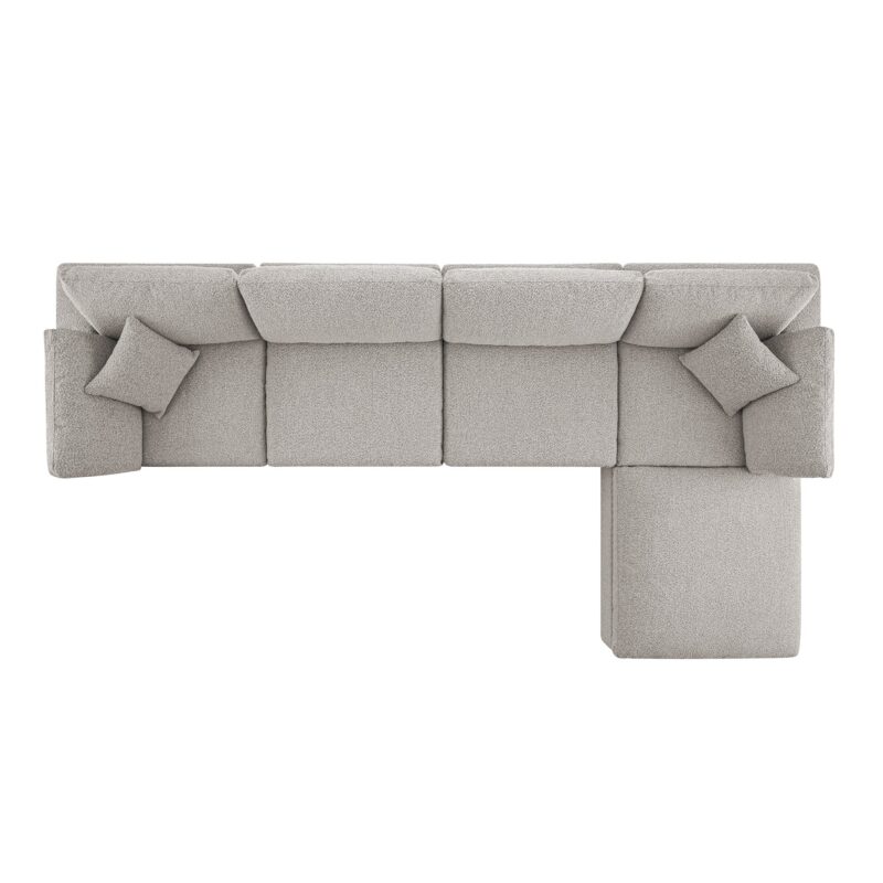Lutyens Taupe Boucle Modular Sofa, 4-Piece Chaise - Image 5