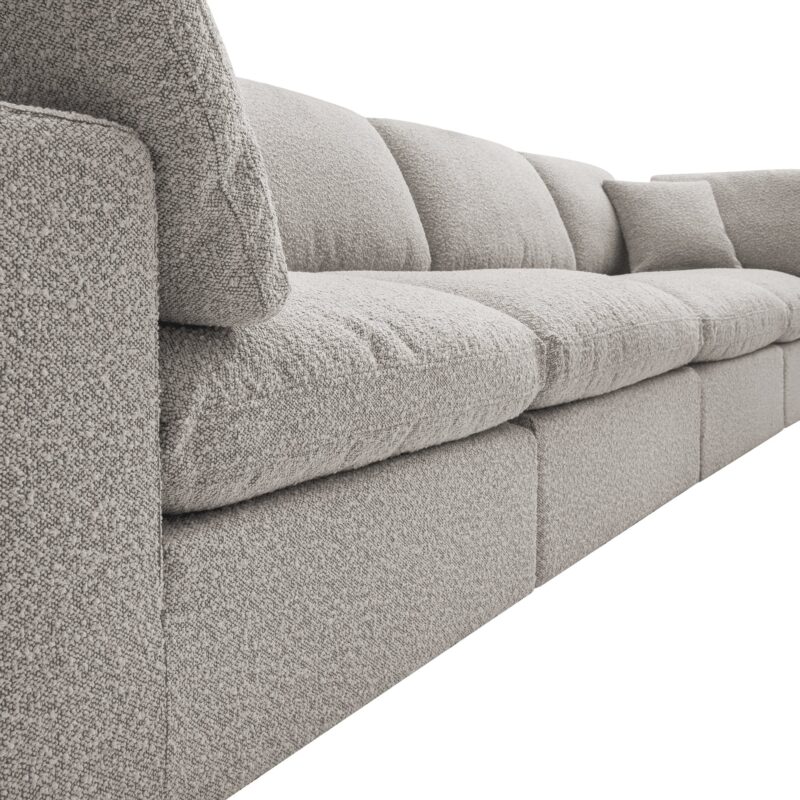 Lutyens Taupe Boucle Modular Sofa, 4-Piece Chaise - Image 9