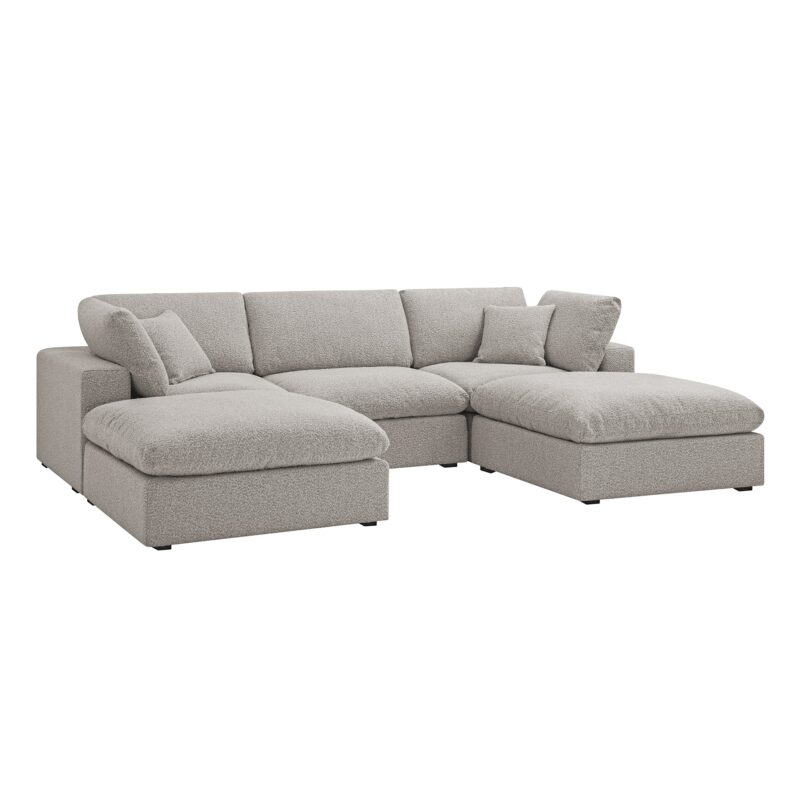 Lutyens Taupe Boucle Modular Sofa, 5-Piece U-Shape Set - Image 7