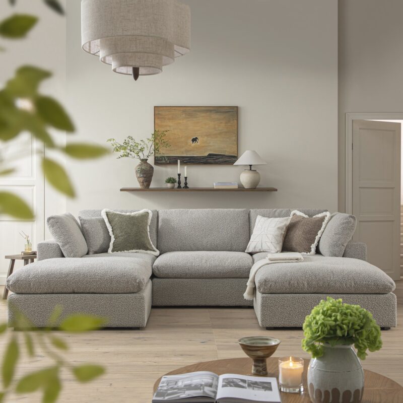 Lutyens Taupe Boucle Modular Sofa, 5-Piece U-Shape Set - Image 2