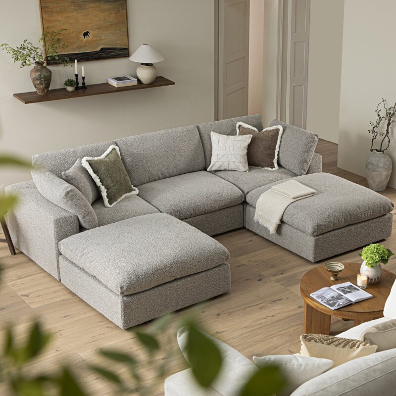 Lutyens Taupe Boucle Modular Sofa, 5-Piece U-Shape Set - Image 3